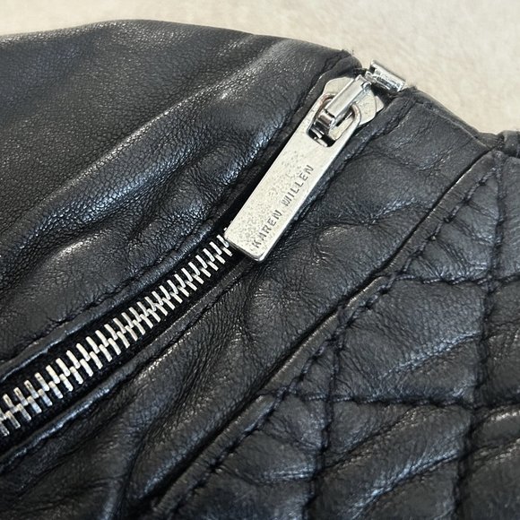 Karen Millen Quilted Panel Leather Jacket ASO Clary Fray - Picture 10 of 16